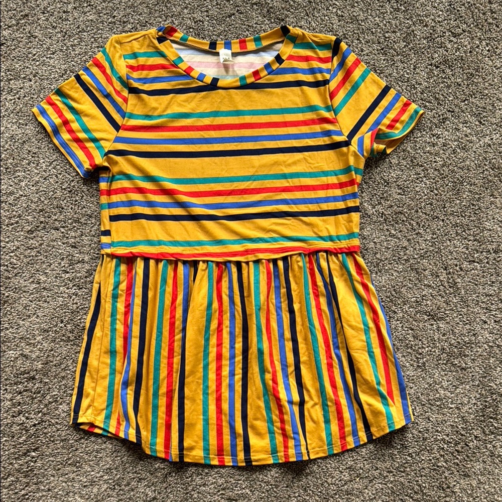 FLAMINGO NWOT Women’s Small Colorful Striped Short Sleeve Tee